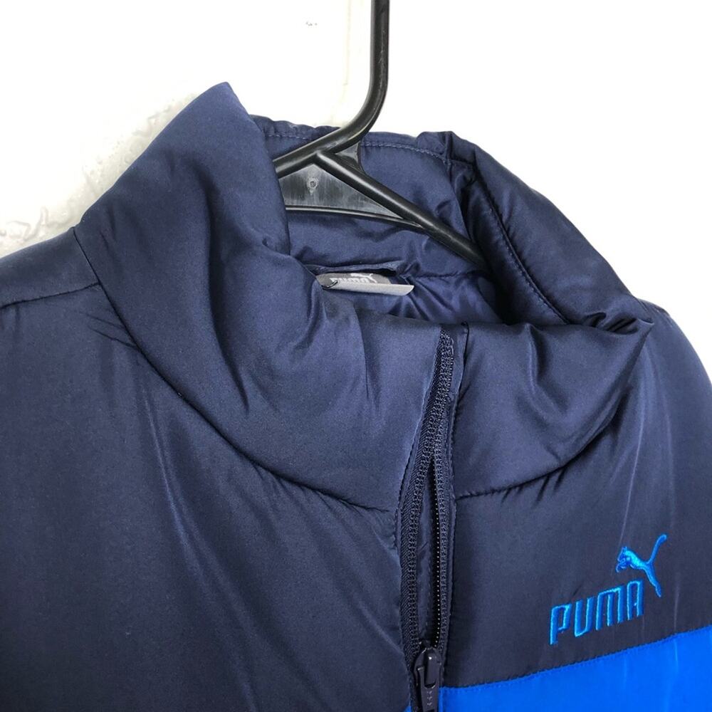 Puma blue navy color block full zip puffer vest size Medium - Picture 6 of 9